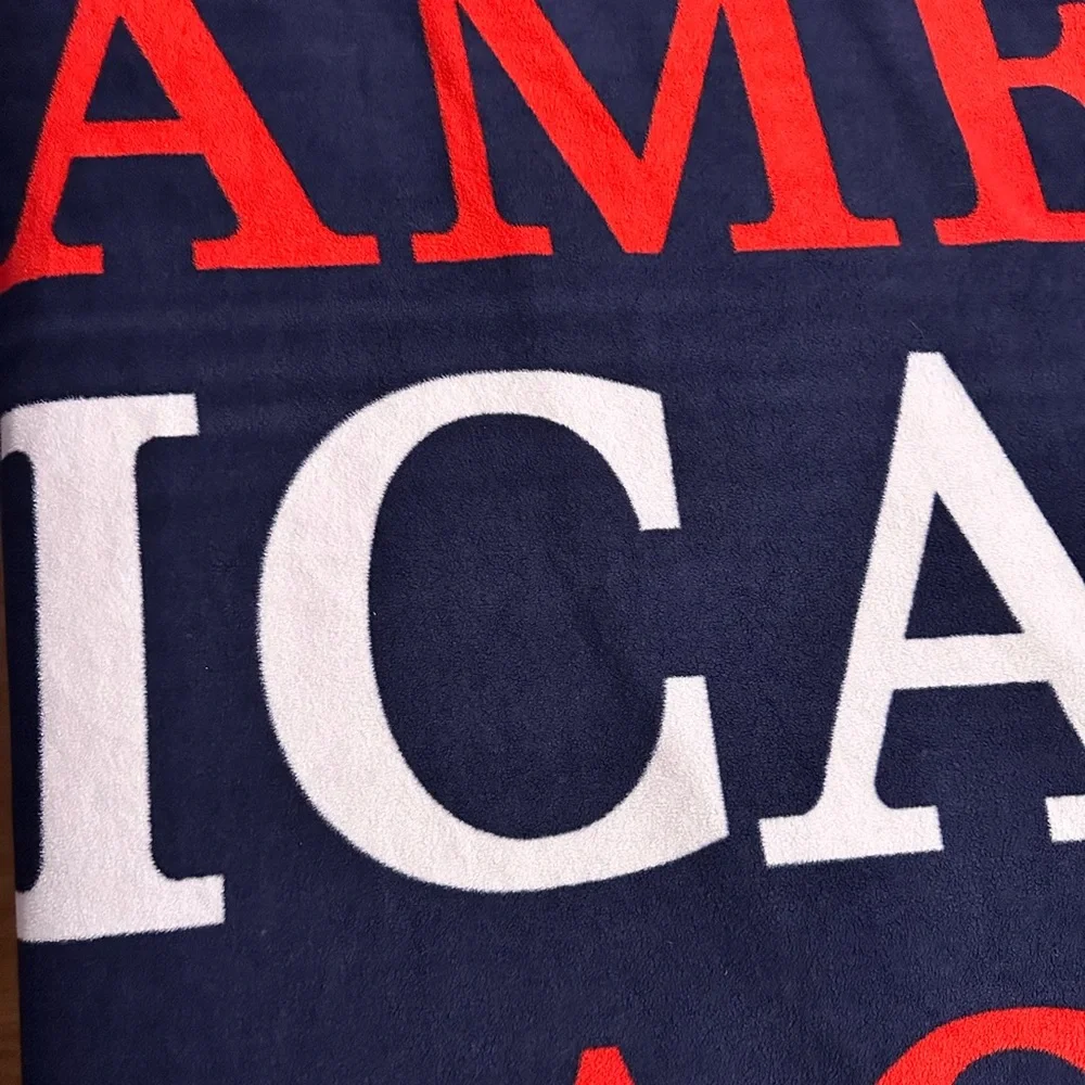 American Eagle Soft Fleece Throw Blanket - navy blue, logo all over - 50x60